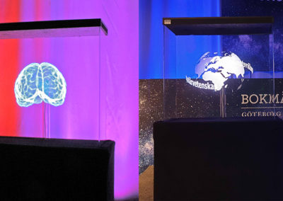Hjärna och jordglob hologram fläkt event Smart 3D Holo hologramfläkt