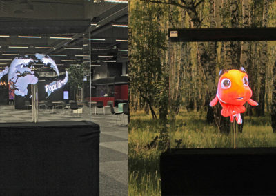 Jordglob och glad fisk hologram fläkt event Smart 3D Holo hologramfläkt
