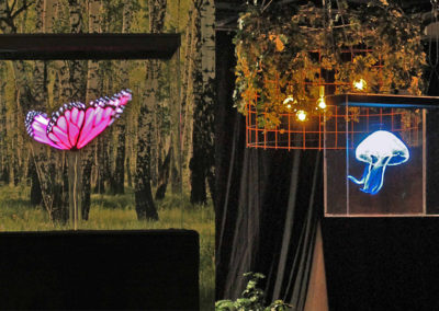Fjäril och blå manet hologram event Smart 3D Holo hologramfläkt